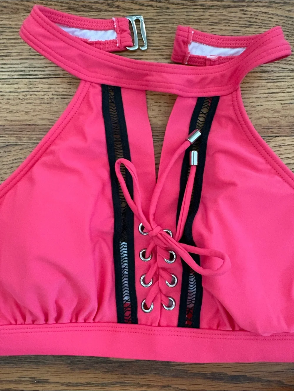 VENUS Hot Pink High-Neck Two-Piece Swim Set with Black Trim